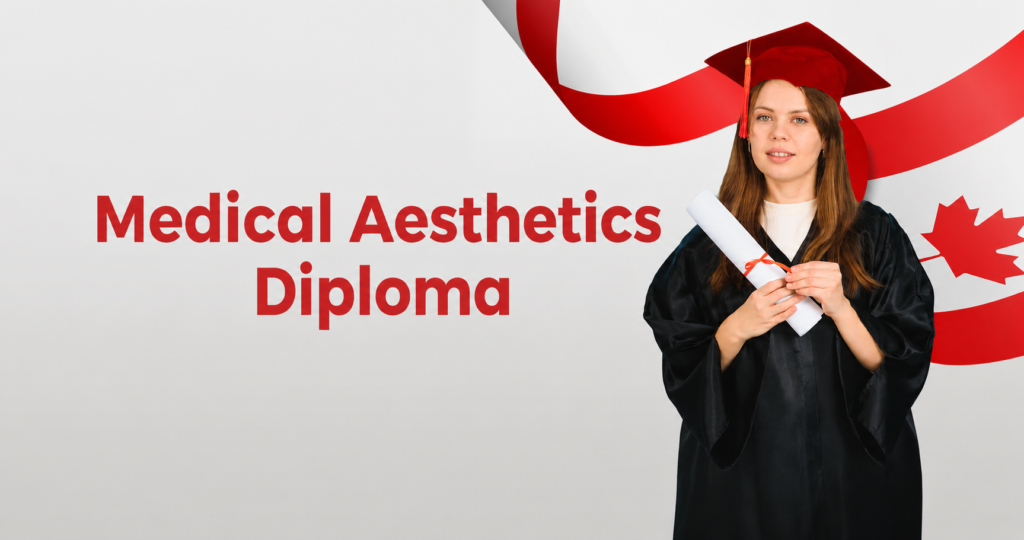 Medical Aesthetics Diploma banner with graduate holding certificate